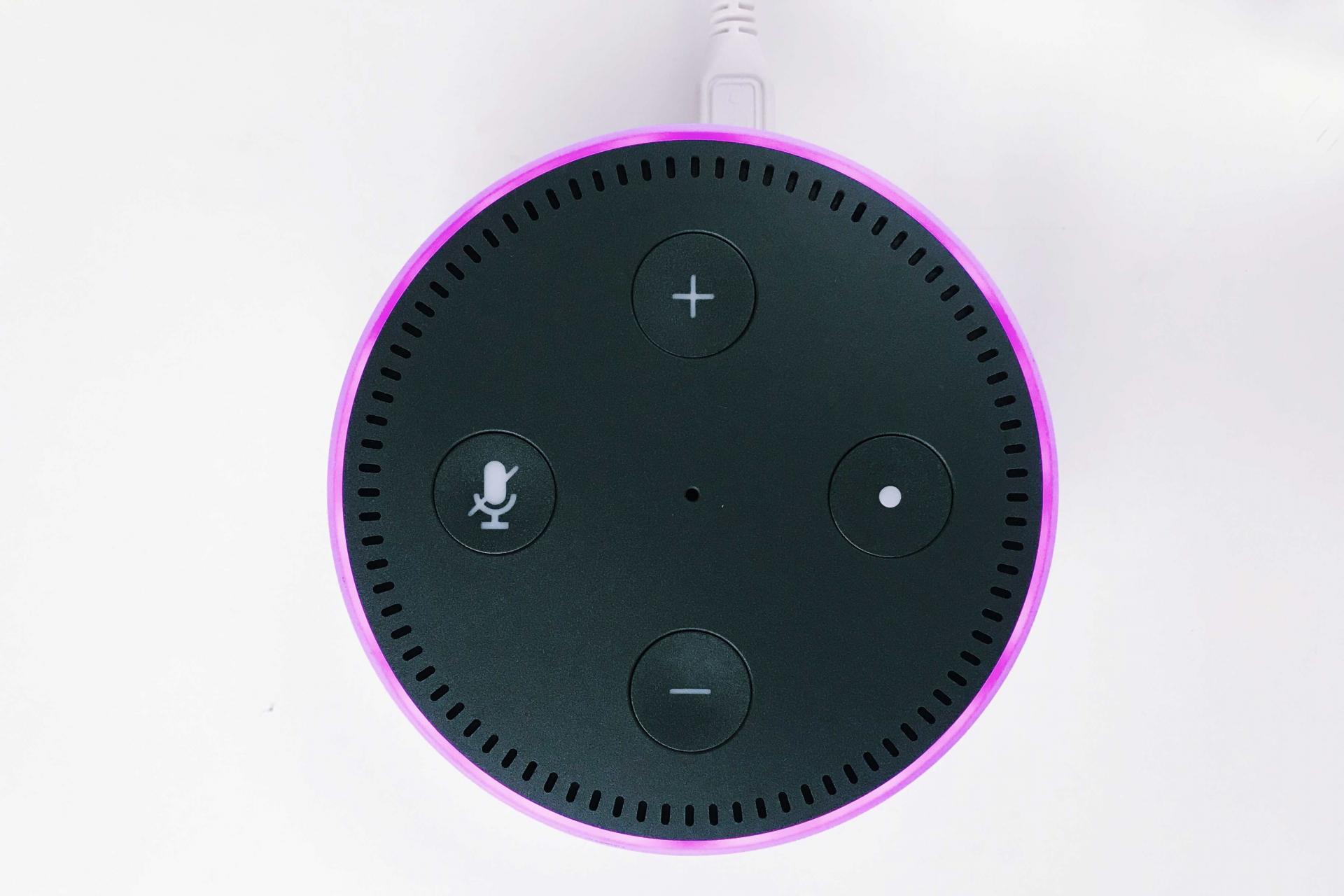 Amazon Alexa with purple lights