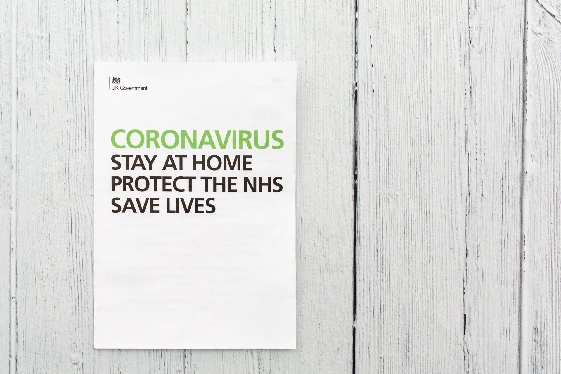 Coronavirus, Stay at Home, Protect the NHS, Save Lives
